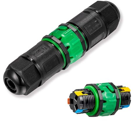 Connettore rapido a 3 poli, impermeabile, IP68, cavo di terra, con morsetti, manicotti di collegamento per cavo Ø 4 – 11 mm di diametro (1)