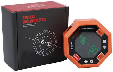 Ruaizel 9-sidig magnetisk digital vinkelmätare, hög noggrannhet, åttakantig lutningsmätare inklinometer med LCD-display, vattenpass vinkelmätare för träarbete, bygg, maskiner (orange)