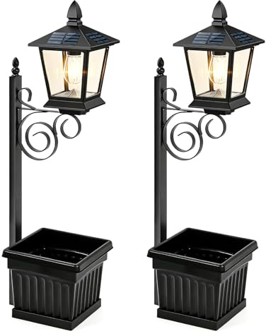 JAMNGHB Lámpara decorativa para macetas de energía solar, para jardín, camino y patio con transductor de encendido automático, dispositivo de iluminación solar para patio