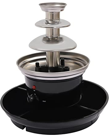 Fontana di cioccolato a 3 livelli, capacità 0,45 kg, con fontana elettrica in acciaio inox, 25 W, cioccolata calda e liquida per feste, Natale, famiglia, compleanno, matrimonio