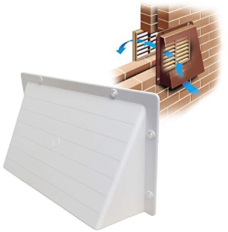 White Hooded Cowl 9 x 6 Vent Cover for Air Bricks Grilles Extractors Vents