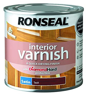 Ronseal RSLIVSTE250 250ml Quick Dry Satin Interior Varnish - Teak