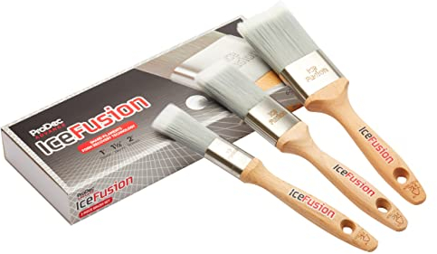 ProDec Advance Juego de brochas sintéticas Profesionales Ice Fusion de 3 Piezas para Pintar con Pinturas de emulsión, Brillantes y satinadas en Paredes, techos, Madera y Metal