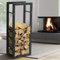 BAKAJI Holzregal, vertikal, rechteckig, aus Metall, für den Innenbereich, Holz, Haus, Garten für Kamin, Ofen, modernes Design (100 x 25 x 40 cm)