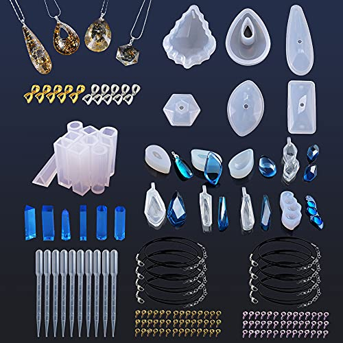 N|A Woohome 55 Stück Schmuck Silikonform Gießform Resin Form, 24 Stück Reidimensionaler Anhänger Resin Anhänger Basteln Gießform und Anhängerschnalle für Die Schmuckherstellung