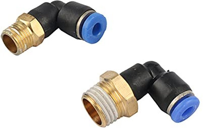 Garden Hose Connector 4 L-Shaped 4mm Elbow Quick Couplings 1/8 1/4 External Thread Mist Irrigation System Sliding Lock Quick Couplings (Color : 4mm 1I4 inch)