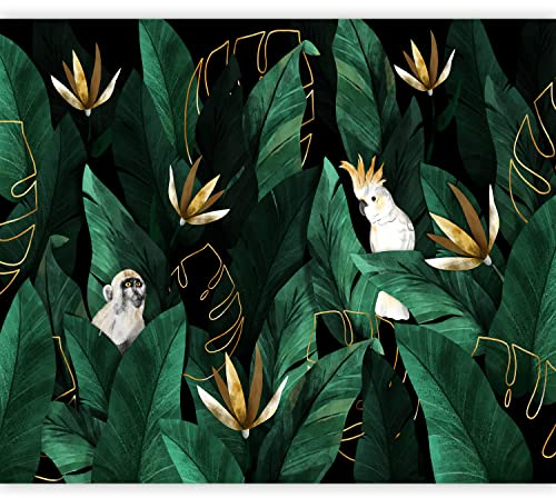 murando - Fototapete Premium-Vlies tropische Blätter 350x256cm - Foto Tapete Wohnzimmer Moderne Vliestapete XXL Wandtapete Motivtapeten Bildtapete 3d Effekt Wand Dekoration Dschungel Tier Vogel Affe