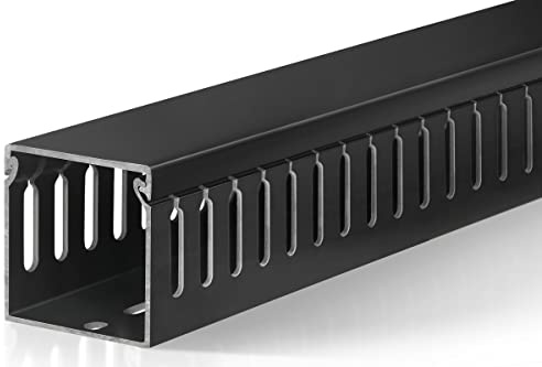 ZhiYo 2x2in Cable Raceway, Server Rack Cable Management Under Desk Cord Organizer, Electrical Safe PVC Cable Hider Open Slot Wire Raceway for Network/PC/TVs, Wire Duct Black
