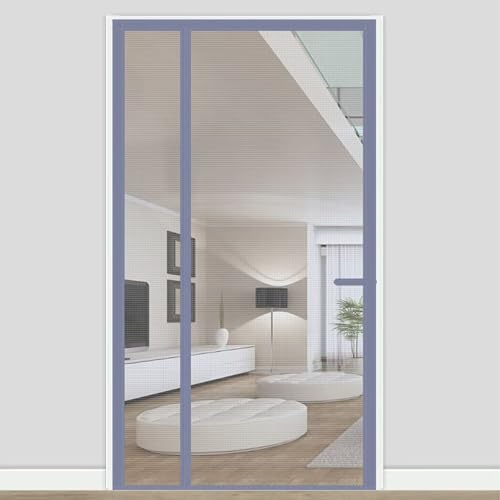 Insektenschutzrollo für Türen, 150x255cm Magnetischer Fliegenvorhang Moskitonetz, Gegen Fliegen Moskito Tür Mückennetz, Grau