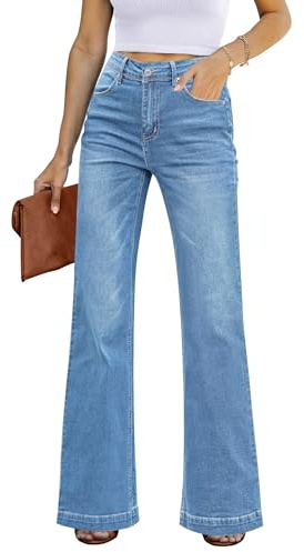 luvamia Boot Cut Jeans for Women UK Women's Baggy Jeans Indigo Medium Blue Size X-Large Fits UK Size 20 - UK Size 22