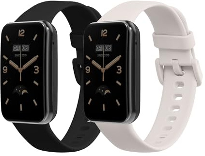 kwmobile 2X Uhrenarmband für Xiaomi Mi Band 7 Pro Armband - Fitnesstracker Band Set aus TPU Silikon - Ersatzarmband Smartwatch - Schwarz Weiß