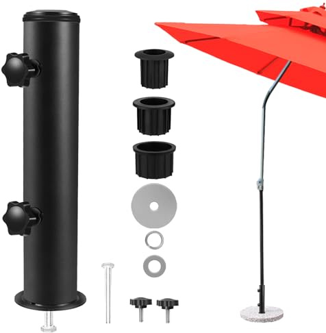 lalafancy Tubo de Soporte para Paraguas para Exteriores, Tubo de Repuesto para Soporte de Paraguas Ø32-48 mm, Base de Sombrilla Ajustable para Jardín, Patio, Terraza, Negro