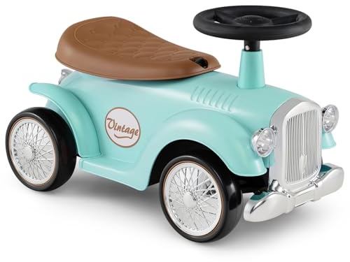 HONEY JOY Ride On Push Car, Outdoor Toddler Riding Toys w/Steering Wheel, Horn & Storage, Foot-to-Floor Sliding Car, No Batteries, Retro Baby Ride On Toys for Boys and Girls (Green)