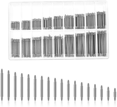 Mozeat Lens 360 PCS Watch Band Pins, 8mm - 25mm Professional Stainless Steel Spring Bar Tool Assortment Watch Strap Link Pins Replacement Kit for Watchmaker Repairing (1.5mm Diameters)