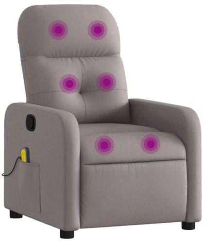 vidaXL Poltrona Massaggiante Reclinabile Tortora in Tessuto