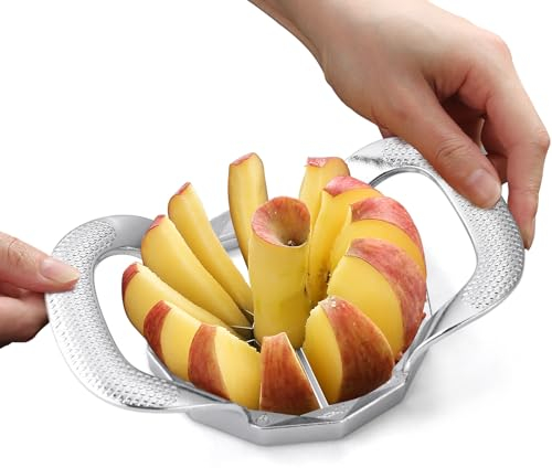 Affettatrice per mele, resistente, in acciaio inox, a 12 lame, robusta e affilata, design integrato per mele, patate, cipolle e altro ancora