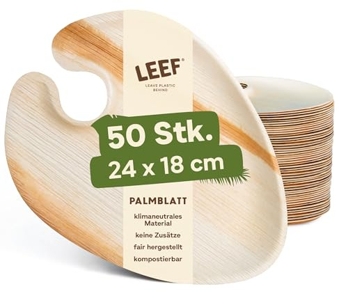 Leef 20 piatti in foglia di palma, 24 x 18 cm, da cocktail monouso, biologici, compostabili, sostenibili, senza plastica, per feste
