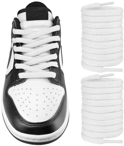 UamGlsob Cordones Planos para Nike Dunk SB Low Retro, Cordones Zapatos Elíptico de Ancho óptimo 8mm para Zapatillas de Skate y Baloncesto (White, 140cm)