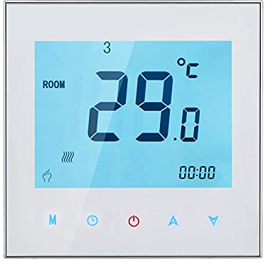 Funien Termostato, 5 A, 110 – 230 V, settimanale, display LCD programmabile, touch screen, riscaldamento dell'acqua, termostato di temperatura ambiente