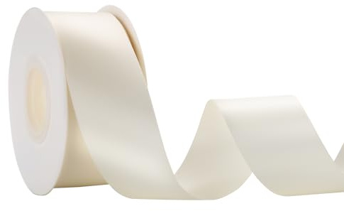 Ivory Double Face Satin Ribbon, 1-1/2 inch x 25 Yard (38mm x 23 Meters) Solid Satin Ribbon for Gift Wrapping, Wedding Decoration, Flower Bouquet, Christmas Decor, Bows Making