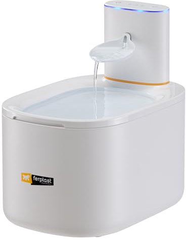 Ferplast Fuente para Gatos y Perros Pequeños Astra, Fuente de Agua para Gatos Inalámbrica, Dispensador de Agua para Gatos Recargable, Sensor de Movimiento, 3 L, Filtro de Tres Etapas, USB-C Incluido