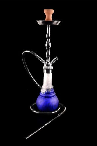 Shisha Kaya The Keyif vattenpipa Hookah, 50 cm, frostblå, silikonslang, aluminiummunstycke