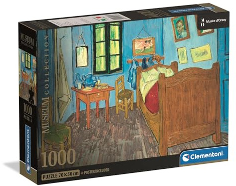 Clementoni - Puzzle Van Gogh 1000 Pezzi Arte, per Adulti e Ragazzi, Museum Collection, Tema Camera da Letto ad Arles, con Poster Incluso, Compact Box, Idea Regalo Made in Italy, 70x50 cm, 39968