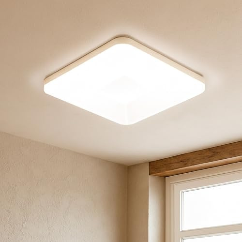 LED ATOMANT Plafon LED Techo, Panel Superficie 48x48cm 48W, CCT (Selector de Color Blanco Calido, Neutro y Frio), IP44, Lampara Techo 4800 Lumenes, Driver incluido, Para Techo Cocina Baño