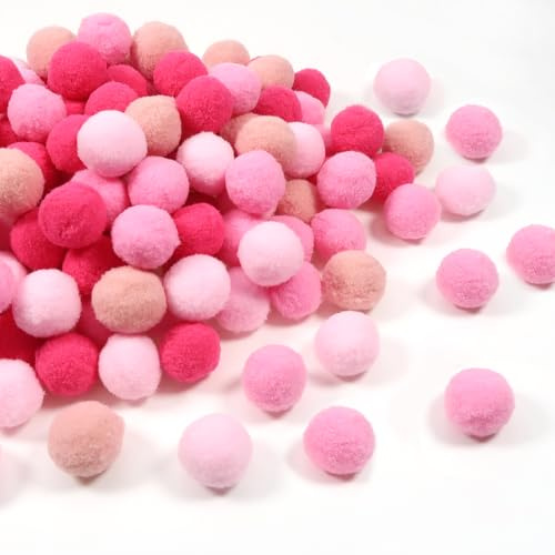 TOAOB Pompons 200pcs Pompons Loisirs Creatifs Rose Thème 20mm Petits Pompoms Artisanale pour Les Décorations de Bricolage Fournitures Couture Guirlandes Franges Projets et Artisanat