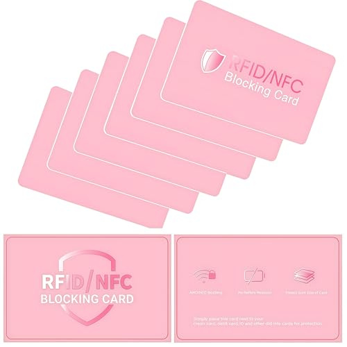 SDXCJY Paquete de 6 tarjetas de bloqueo RFID NFC, protector de tarjeta de débito ultrafino, bloqueador NFC antirrobo sin contacto, protege toda la seguridad de la cartera, Rosa, paquete de 6, 8.5 X
