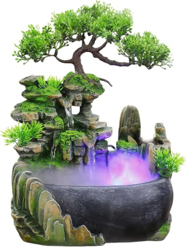 Zimmer Tisch Springbrunnen Wasserfall, Steingarten Dekoration Desktop Brunnen, Indoor Desktop Brunnen, für Wohnzimmer, Schlafzimmer, Büro und Café, 20 * 15 * 28CM