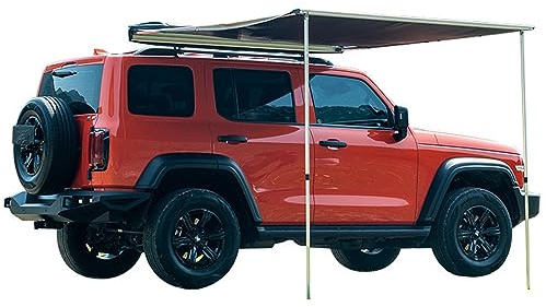 Tenda da sole per auto, impermeabile, UV50+, retrattile, con pali telescopici e borsa per il trasporto, 200 x 300 cm, parasole per rimorchio e tenda da tetto
