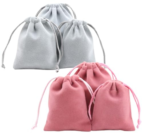 Genérico 6 Bolsas Pequeñas de Joyería Cordón de Franela, Colores Surtidos, Tacto Cómodo y Práctica para Guardar Regalos en Fiestas y Navidad