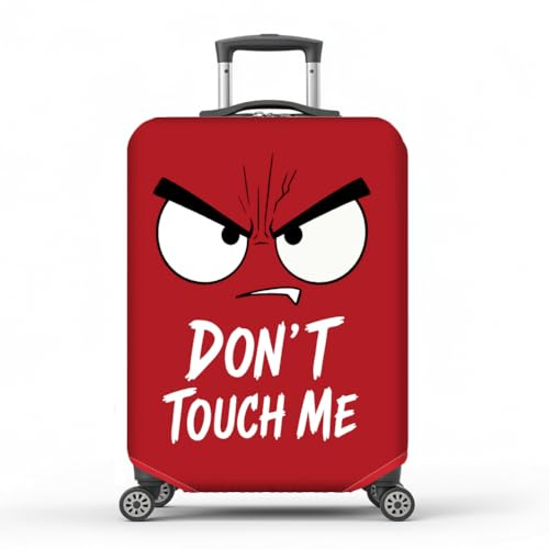 MAYJOYDIY Housse de Valise Rouge «Ne Me Touchez Pas» Élastique Anti Poussière et Lavable Protection Anti Rayures Taille L (Convient aux Valises de 26 28 à 66cm D'Épaisseur)