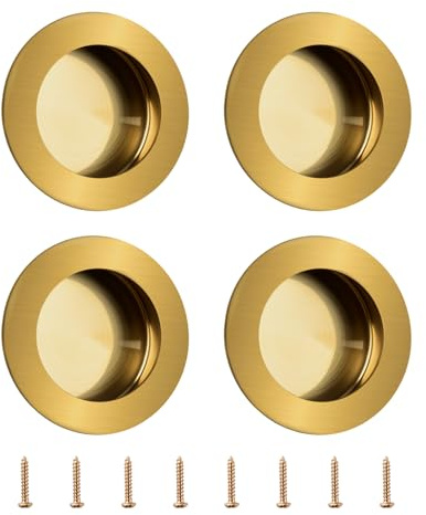 MOROBOR Lot de 4 poignées rondes encastrées en acier inoxydable pour tiroir de grange coulissant, armoire, armoire, 60 mm