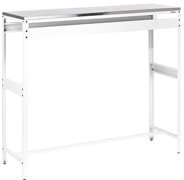 Beliani Mesa de Bar para jardín de Acero Tablero de Acero Inoxidable Cocina Exterior Blanco Maenza