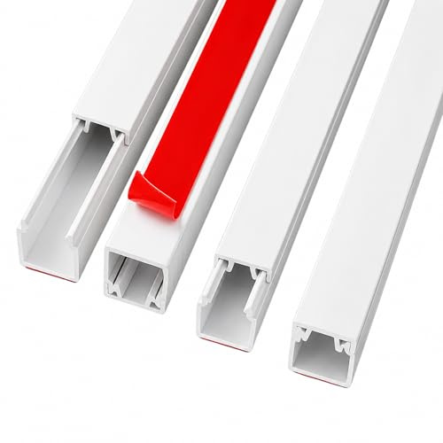 Floordirekt Kabelkanal vit självhäftande – 1 m – 10 st. - 16 x 16 mm – kabelskydd vit för TV, vägg och skrivbord – (Oskar 16 x 16 mm)