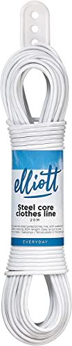 Elliot Steel Core Clothesline - Durable and Weather Resistant Laundry Drying Rope for Indoor and Outdoor Use, White, 20 Metre