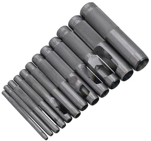 12pc Jeu chasse-goupilles creuses pour marquage cuir Courroies Joints 1/8-3/4