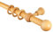 iso-design Holz Gardinenstange mit Endstück Kugel Farbe Eiche hell, 28 mm Durchmesser, 360 cm mittig geteilt