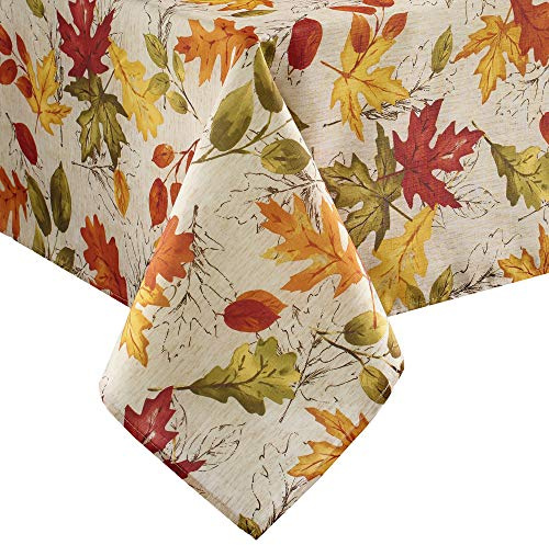 Elrene Home Fashions Printed Fabric Fall/Harvest/Thanksgiving, Polyester, Multi Color, 60 x 120 (Tablecloth)