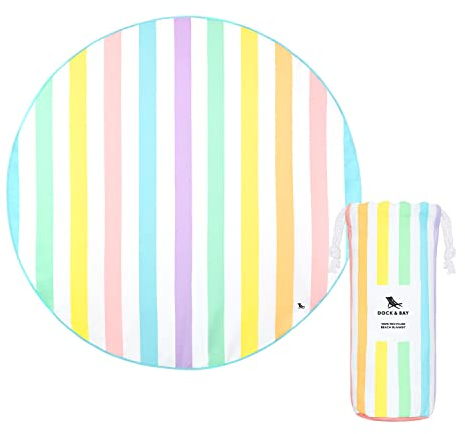 Dock & Bay Strandhandtuch - Schnell trocknende Mikrofaser, ohne Sand - Kompakt, Leicht - 100% recycelt - Inklusive Beutel - Summer - Unicorn Waves, Round (170x170cm, 66x66)