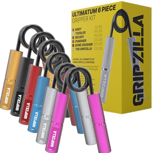 Gripzilla Ultimatum handgrepp stärkare träningssats, 50-136 kg 6 st för fingerträning, handledsträning, underarmsbyggarkit