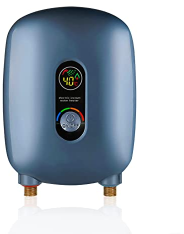 GDWD Elektronisk liten genomströmningsvärmare, kompakt varmvattenberedare under bord med fast anslutning, energiklass, 6,5 kW knapp (blå)