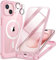 CENHUFO Cover Magnetica iPhone 15 Plus, [Compatibile con Magsafe] Integrata [9H HD] Vetro Temperato Schermo e Protezione Fotocamera, 360 Gradi Antiurto Cellulare Custodia Doppia Faccia Case - Rosa