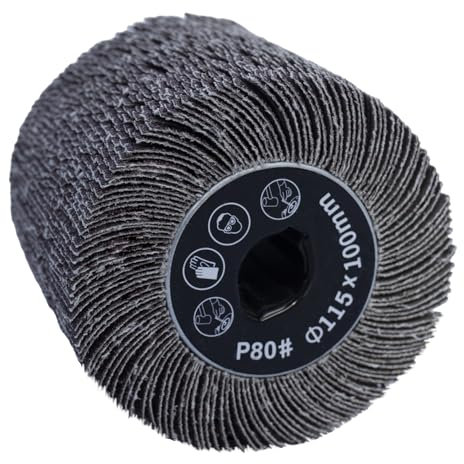 FANZWORK Schleiflamellenbürste für Satiniermaschine | 100mm Breite - 115mm Ø |Körnung 80,Innendurchmesser 19 mm(Sandpapier)