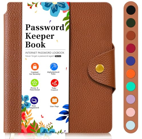Carnet de Mots de Passe, Petit Carnet de Mots de Passe Internet, Carnet D'adresses et de Mots de Passe avec les Seniors, Carnet de Mots de Passe pour L'organisation, Carnet de Mots de Passe A6, Marron