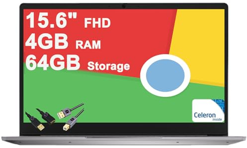 Lenovo IdeaPad 3 Chromebook Laptop | 15.6 FHD Anti-Glare | Intel Celeron N4500 | 4GB DDR4 64GB Storage | Privacy Camera USB-C Long-Lasting Battery w/DLCA Accessory