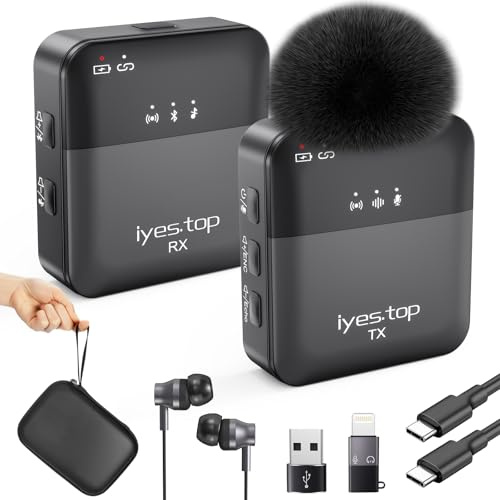 Microfono Inalambrico Solapa para iPhone/Android Movil, Mini Micrófono Lavalier Inalámbrico con Monitoreo en Tiempo Real/Audiencia, Ducking de Audio, Silencio para Live, Podcast, Vlog, YouTube/TikTok