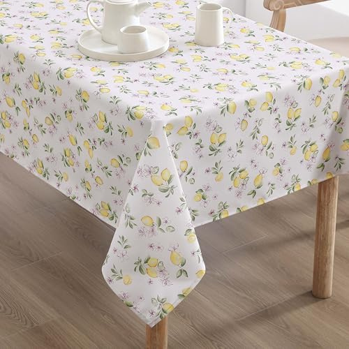 Laura Ashley Mantel Decorativo, Resistente a Las Arrugas y a Las Manchas, Repelente al Agua, fácil Cuidado, Tela de poliéster Lavable para Comedor, Cocina, Vacaciones y Fiestas, 60 x 102 Pulgadas